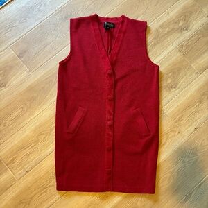 Vintage Premier Dresses Petite Red Wool Vest Women's M 100% Merino Knit Button